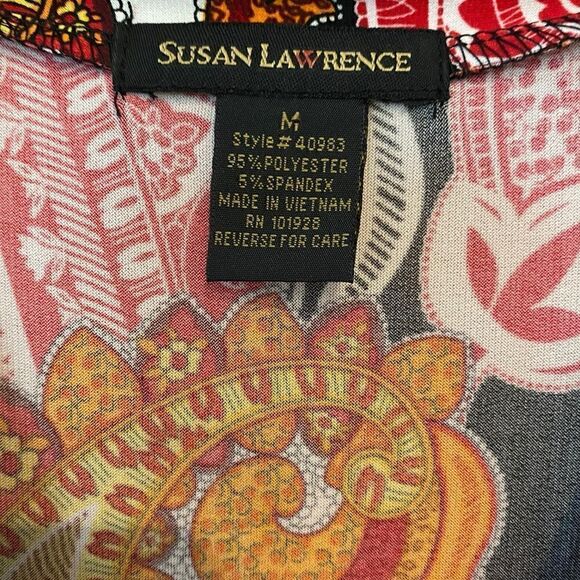 Susan Lawrence M Black Orange Paisley V-Neck Relaxed Flowy Maxi Vacation Dress - Picture 6 of 6